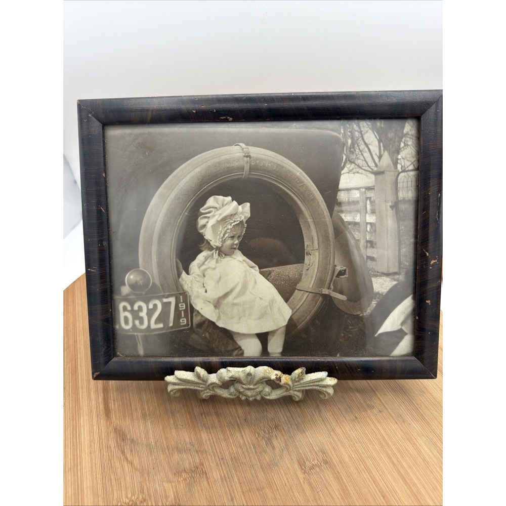 Antique 1919 Tennessee Photo Baby Sitting on Vintage Touring Automobile Original